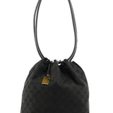 Gucci 90644 Black GG Canvas Drawstring Shoulder Bag