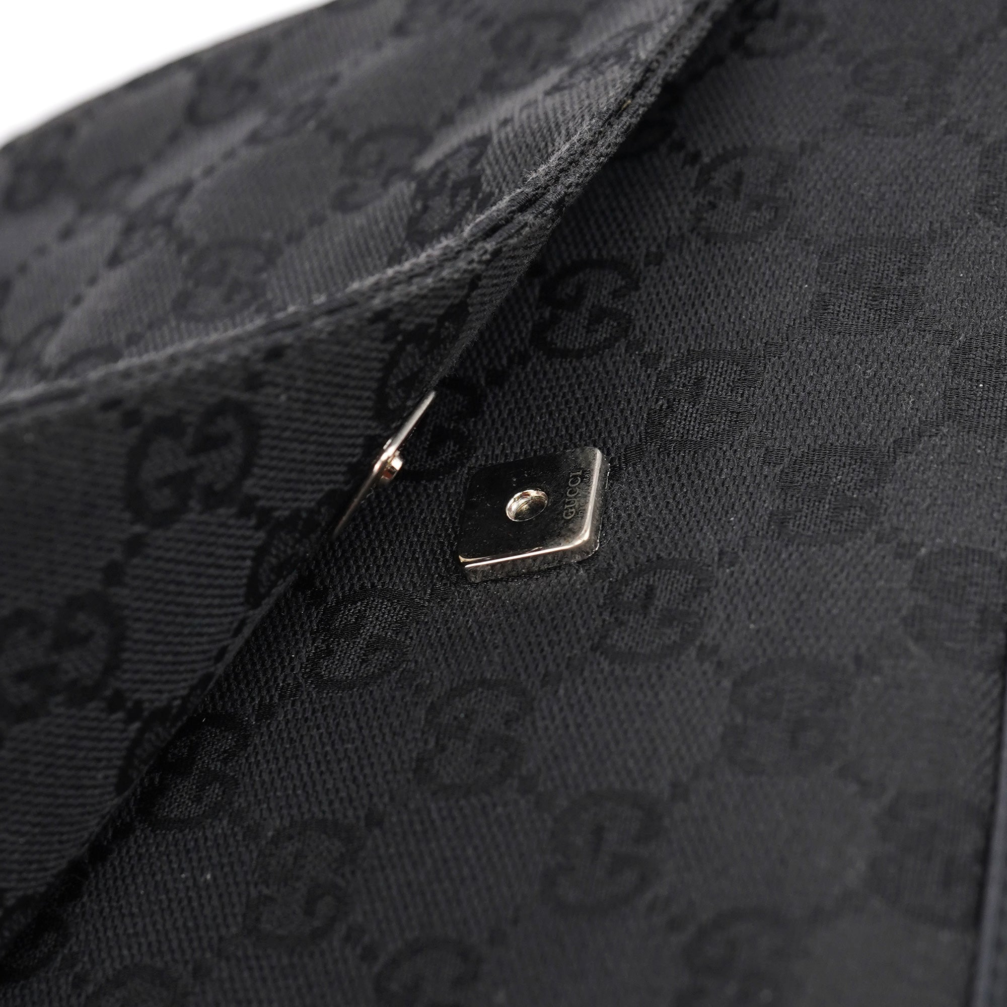 Gucci 90646 Black GG Leather Shoulder Bag