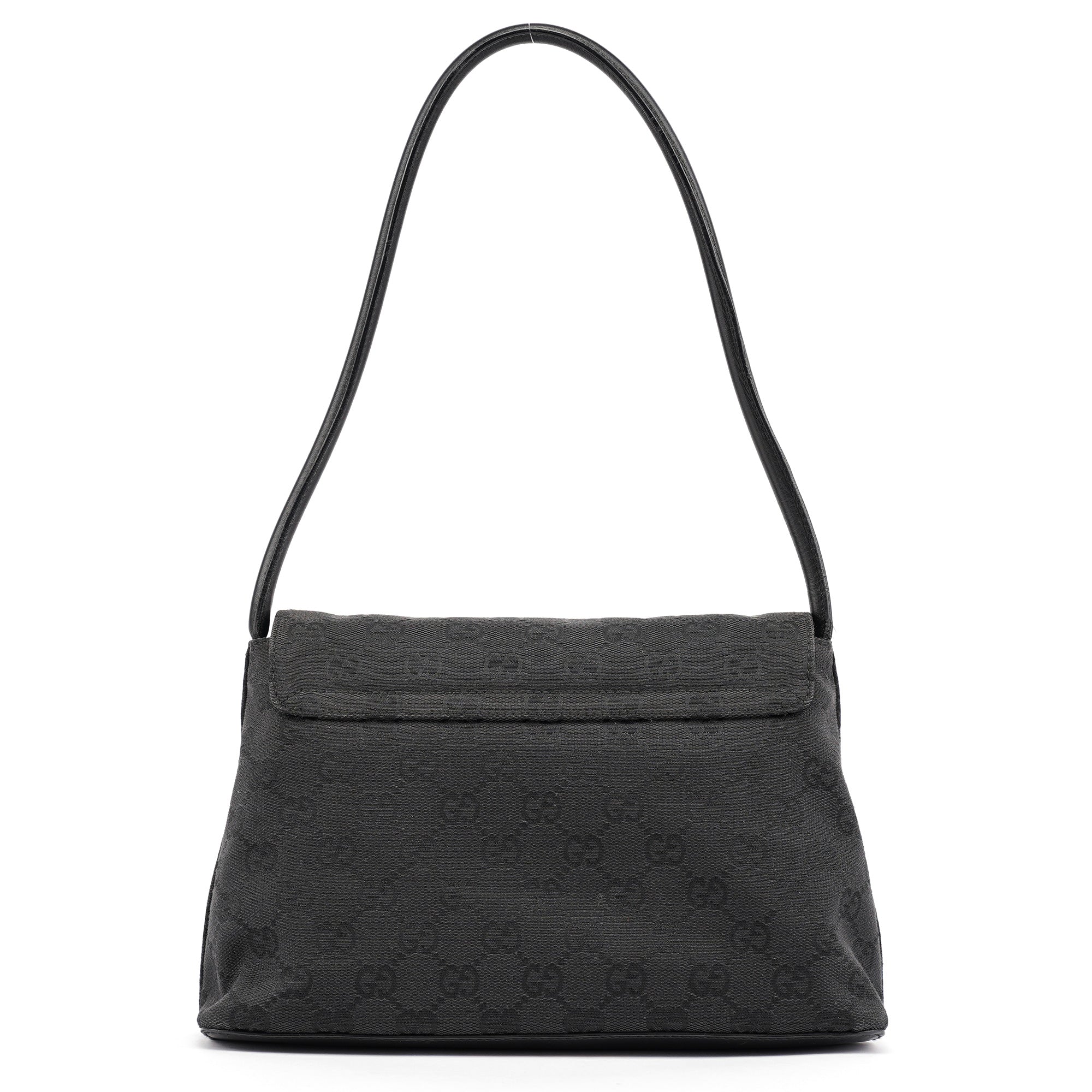 Gucci 90646 Black GG Leather Shoulder Bag