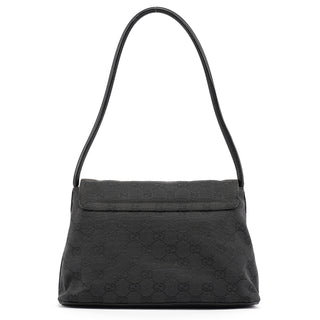 Gucci 90646 Black GG Leather Shoulder Bag