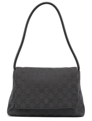 Gucci 90646 Black GG Leather Shoulder Bag