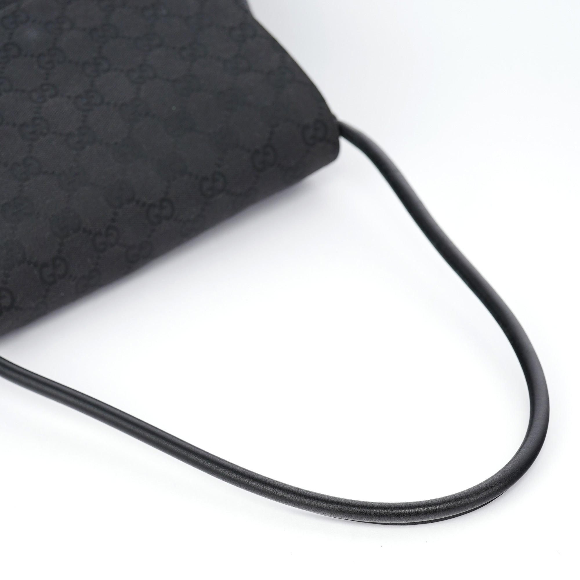 Gucci 90646 Black GG Leather Shoulder Bag
