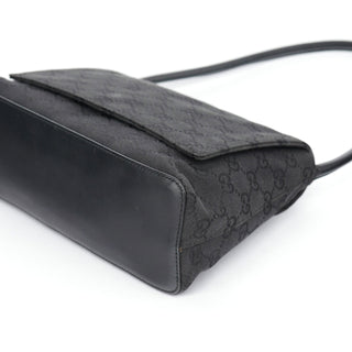 Gucci 90646 Black GG Leather Shoulder Bag