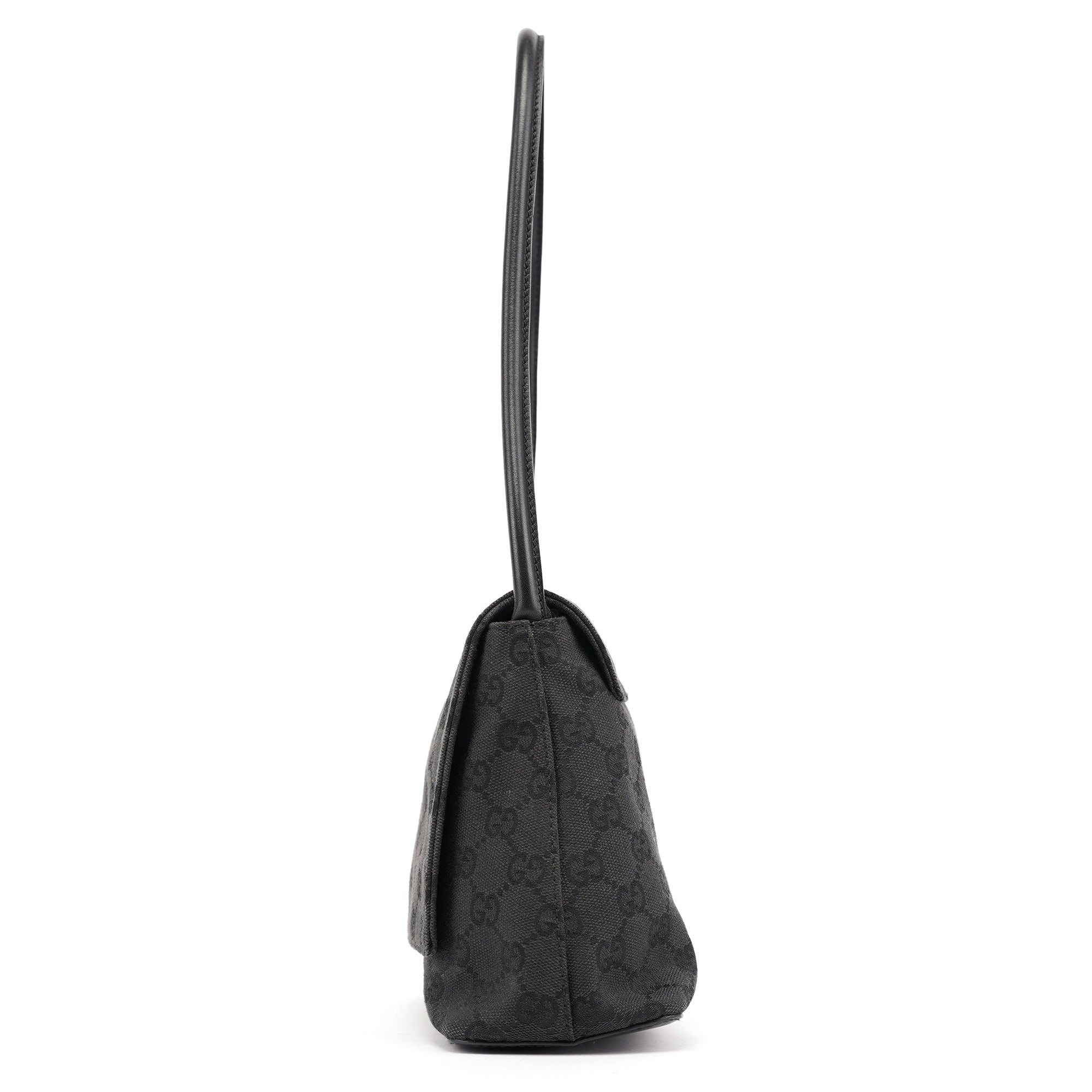 Gucci 90646 Black GG Leather Shoulder Bag