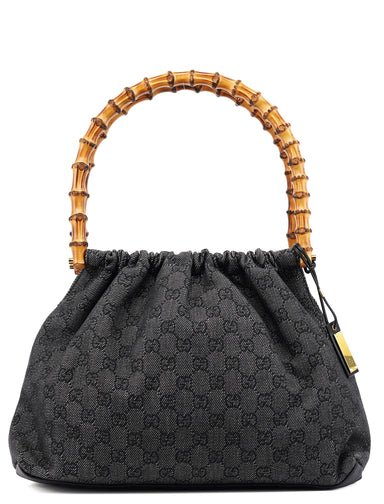 Gucci 92708 Anthracite GG Bamboo Dual Handle Bag