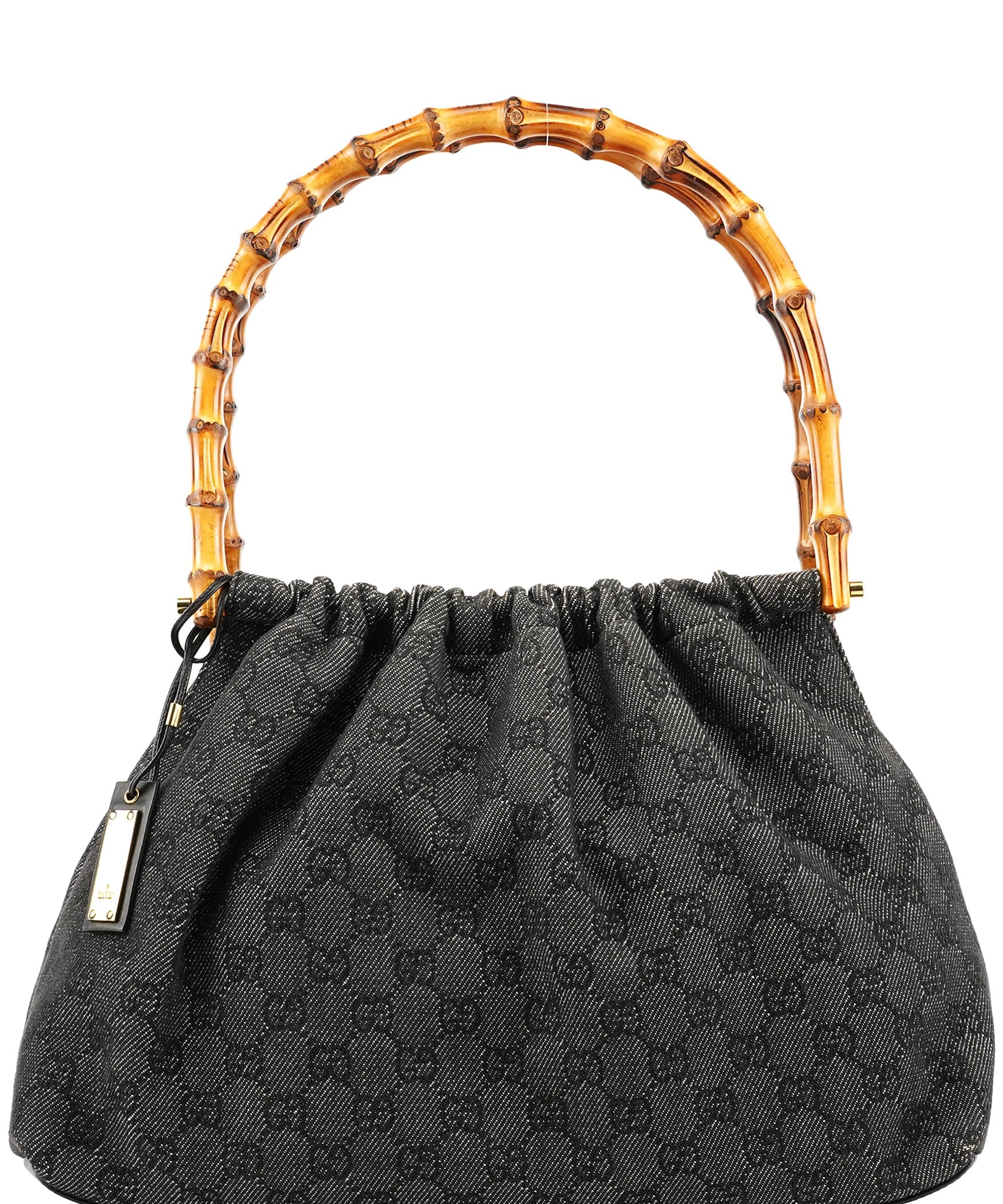 Gucci 92708 Anthracite GG Denim Bamboo Bag