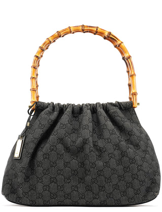 Gucci 92708 Anthracite GG Denim Bamboo Bag