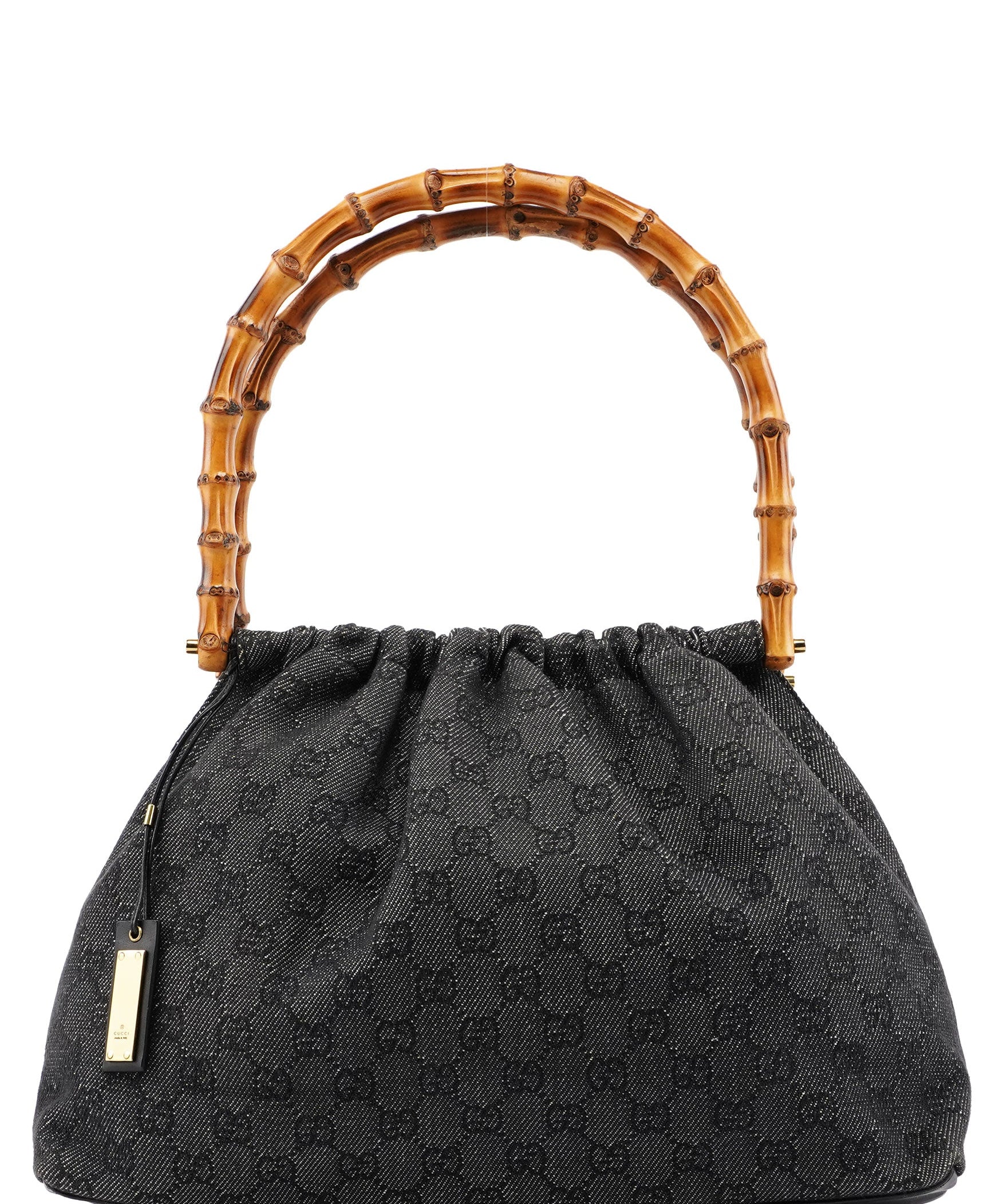 Gucci 92708 Anthracite GG Denim Bamboo Bag