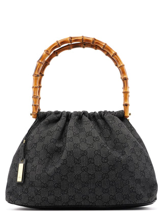 Gucci 92708 Anthracite GG Denim Bamboo Bag