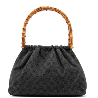 Gucci 92708 Anthracite GG Denim Bamboo Bag