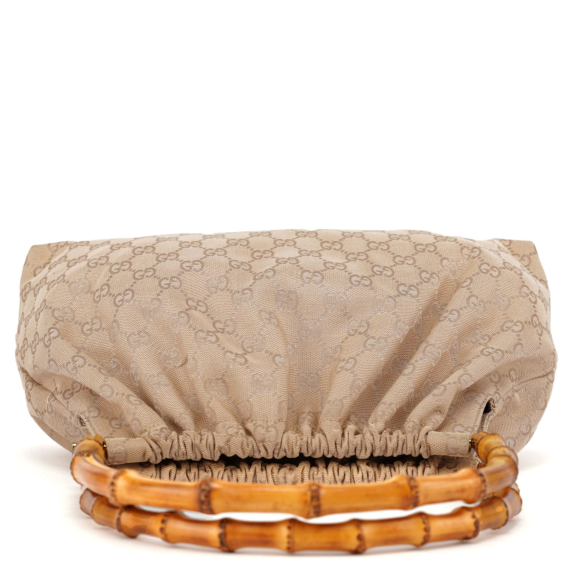 Gucci 92708 Beige GG Bamboo Handle Shoulder Bag