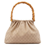 Gucci 92708 Beige GG Bamboo Handle Shoulder Bag
