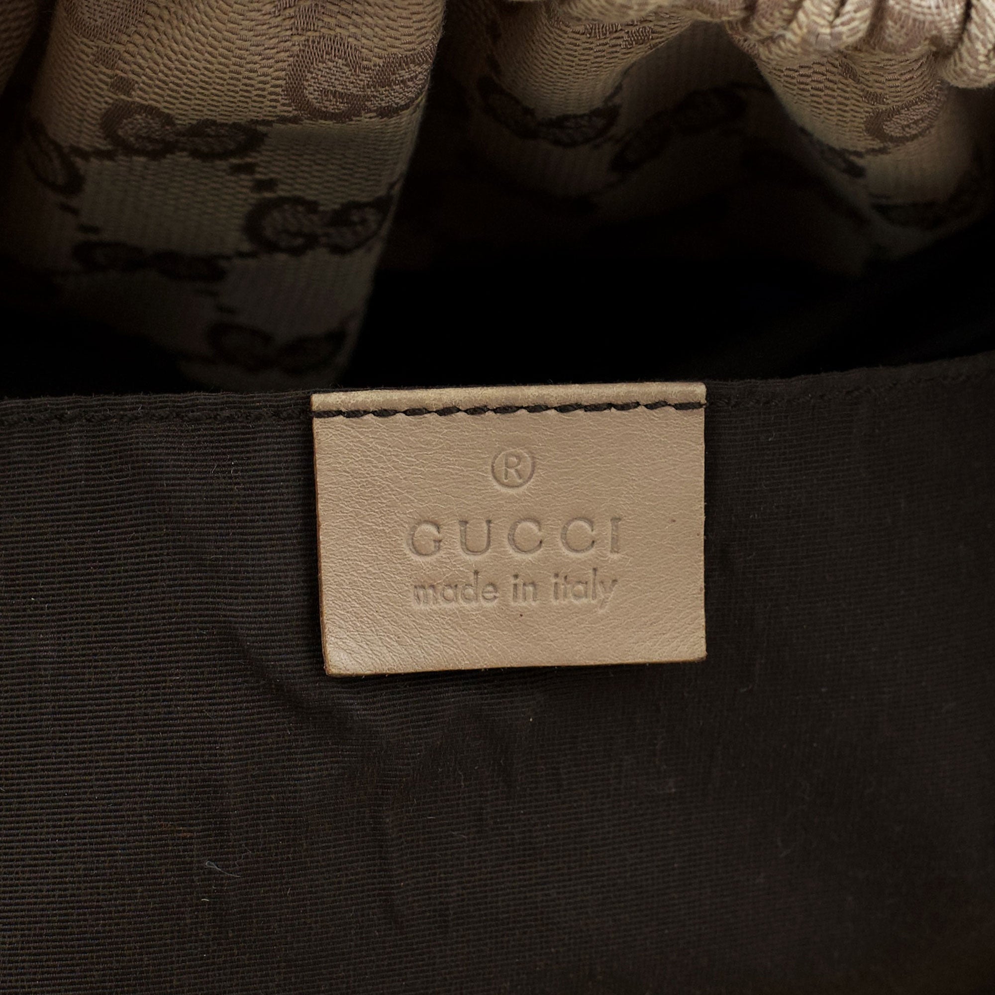 Gucci 92709 Beige GG Bamboo Handle Bag