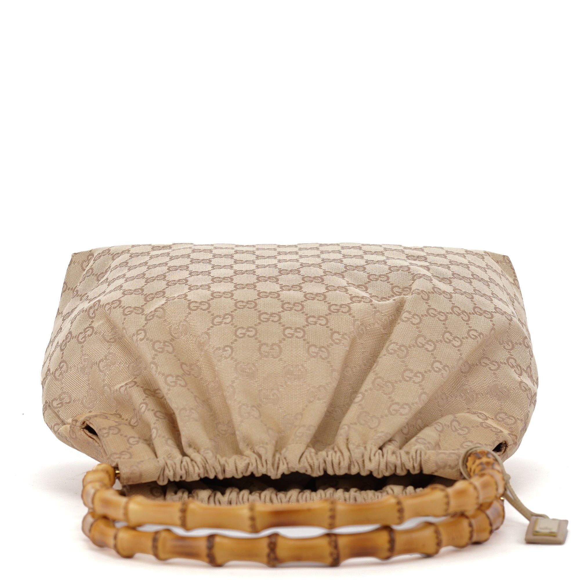 Gucci 92709 Beige GG Bamboo Handle Bag