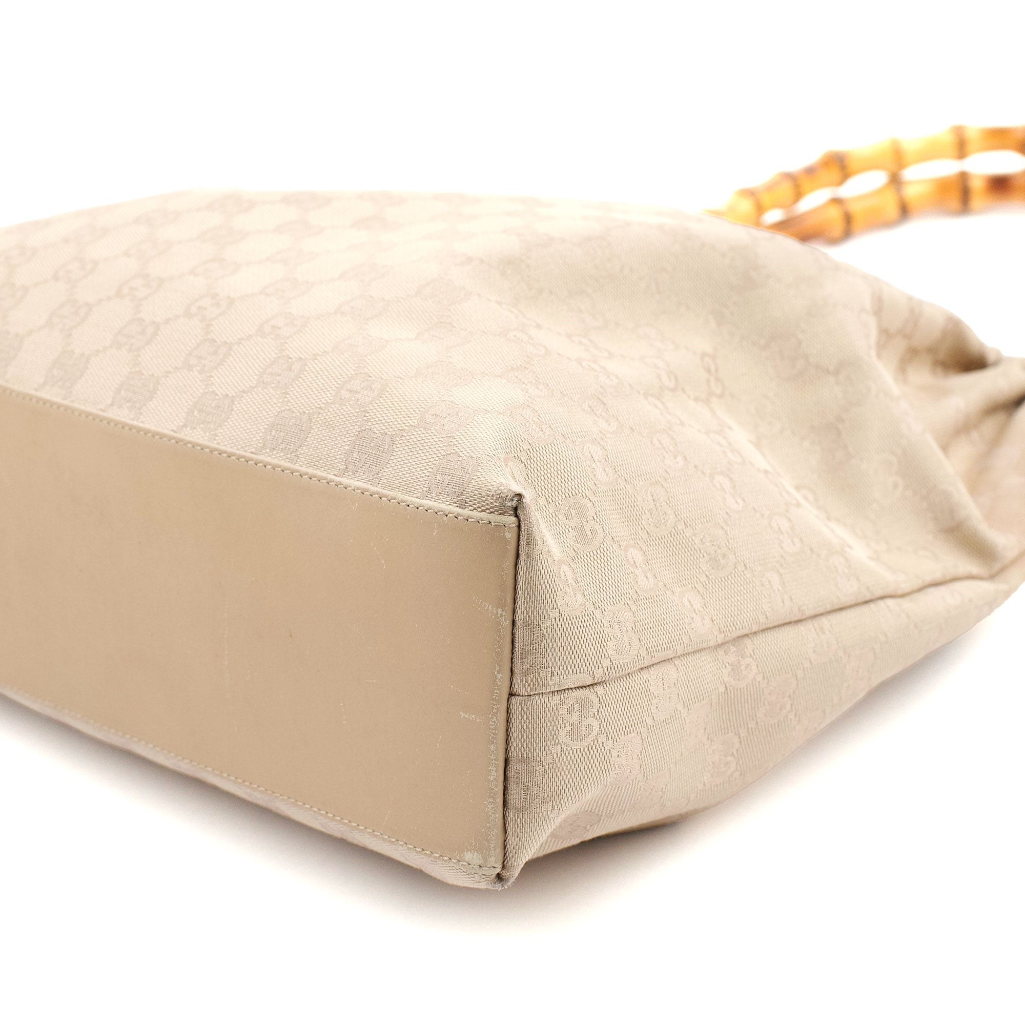 Gucci 92709 Beige GG Bamboo Handle Bag