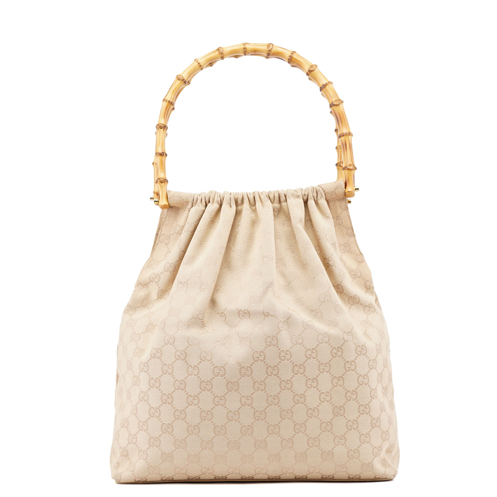 Gucci 92709 Beige GG Bamboo Handle Bag