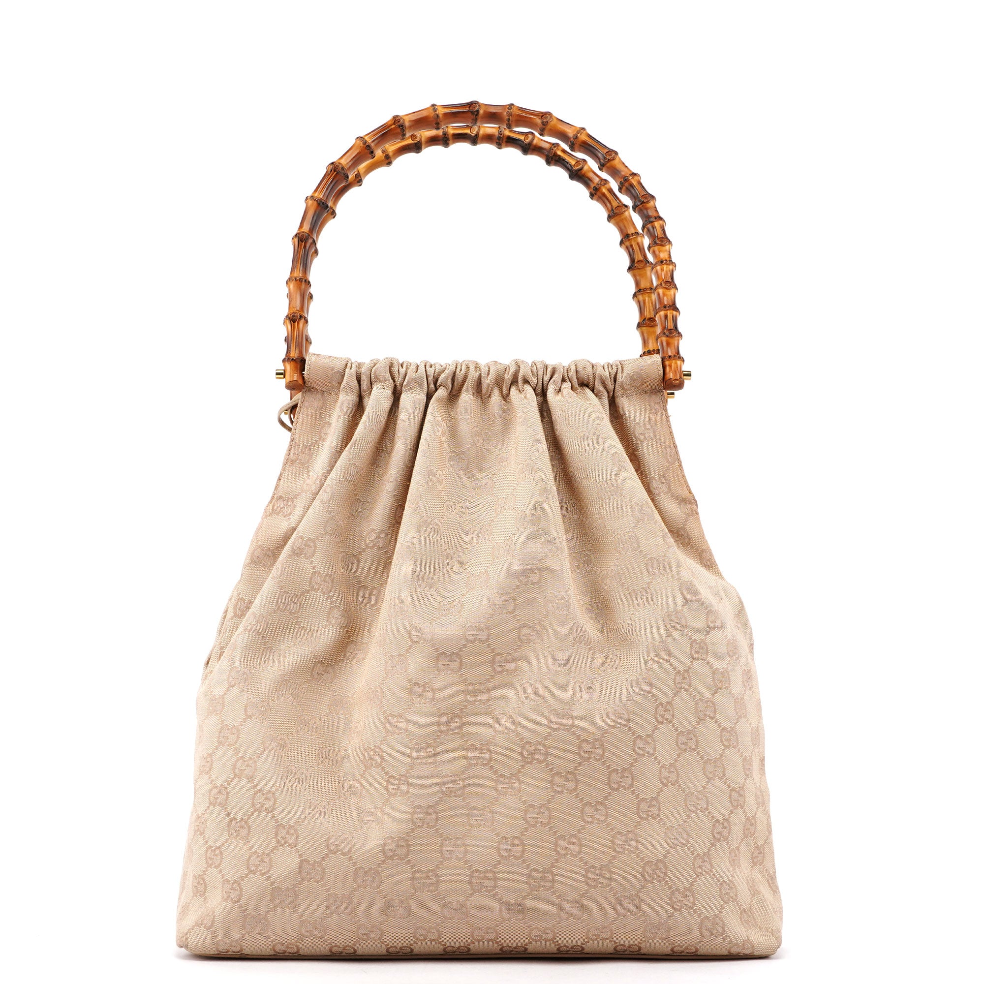 Gucci 92709 Beige GG Bamboo Handle Bag