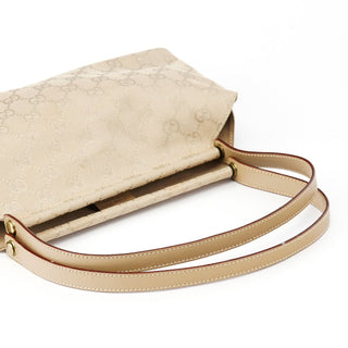 Gucci 92710 Beige GG Canvas Leather Shoulder Bag