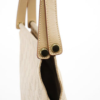 Gucci 92710 Beige GG Canvas Leather Shoulder Bag