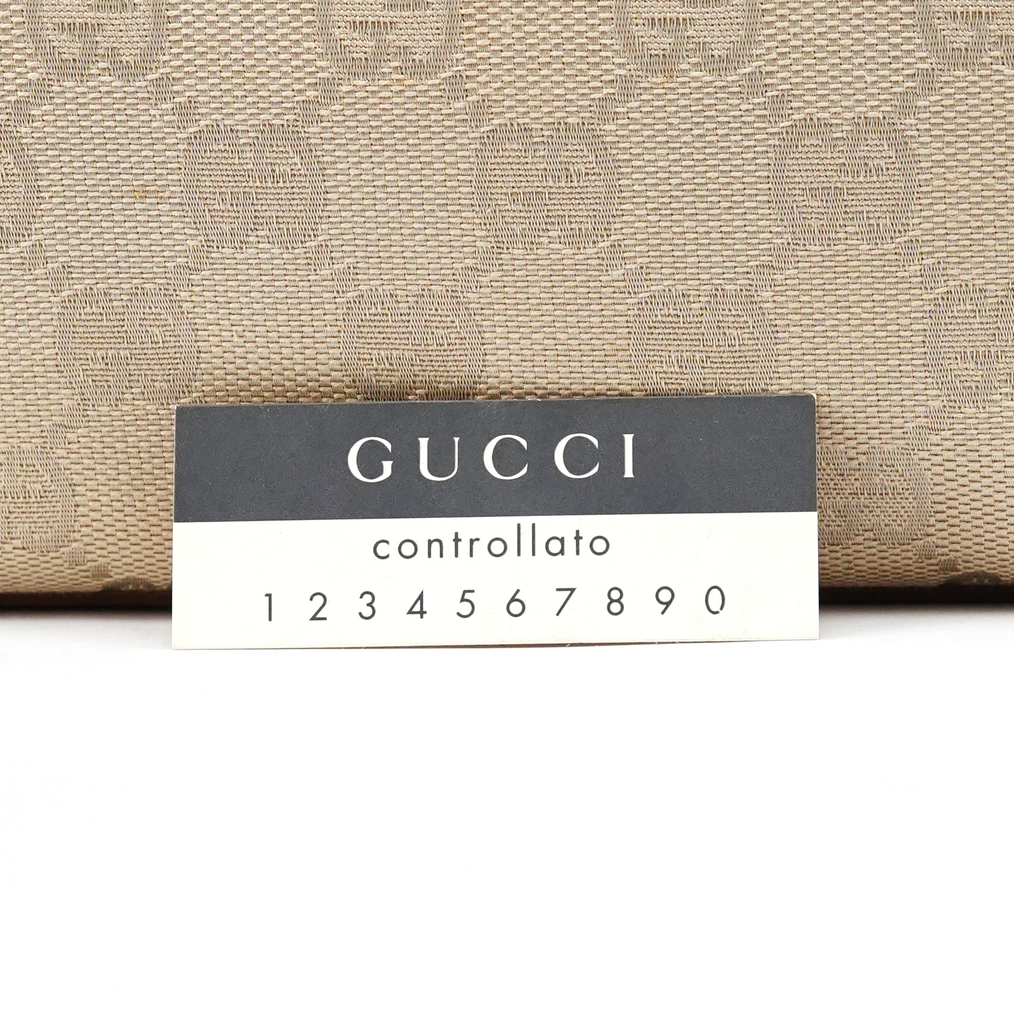Gucci 92710 Beige GG Canvas Leather Shoulder Bag