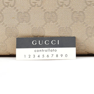 Gucci 92710 Beige GG Canvas Leather Shoulder Bag