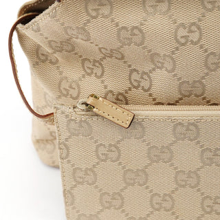 Gucci 92710 Beige GG Canvas Leather Shoulder Bag