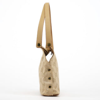 Gucci 92710 Beige GG Canvas Leather Shoulder Bag