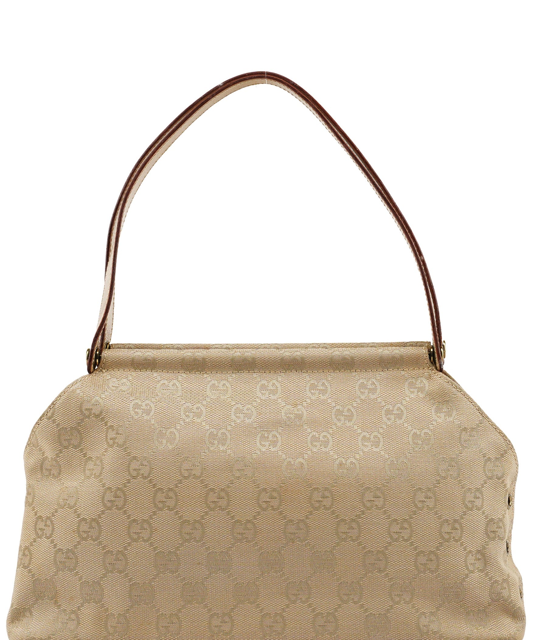 Gucci 92710 axelväska i beige GG-canvas och läder