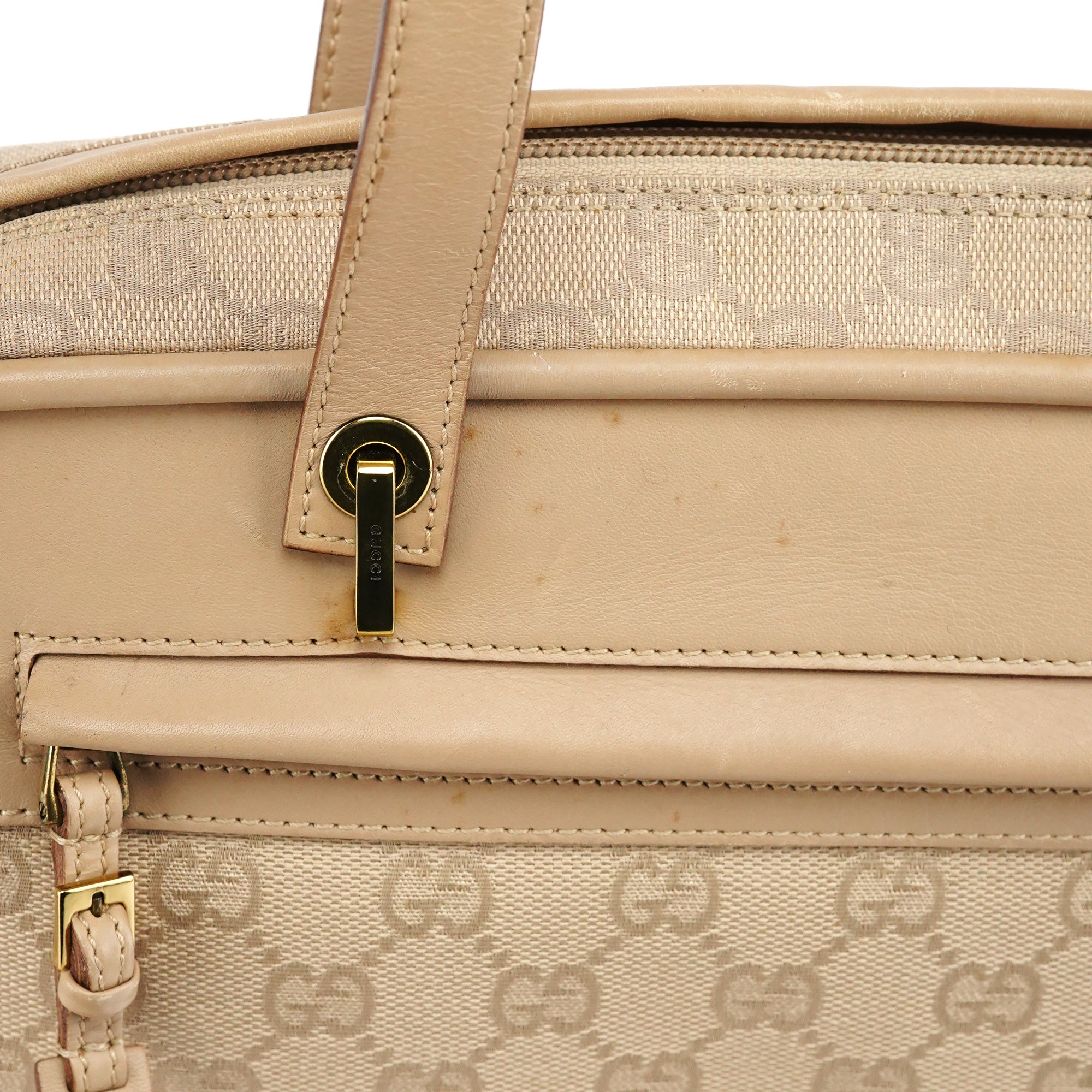 Gucci 92729 Beige GG Leather Tote Bag