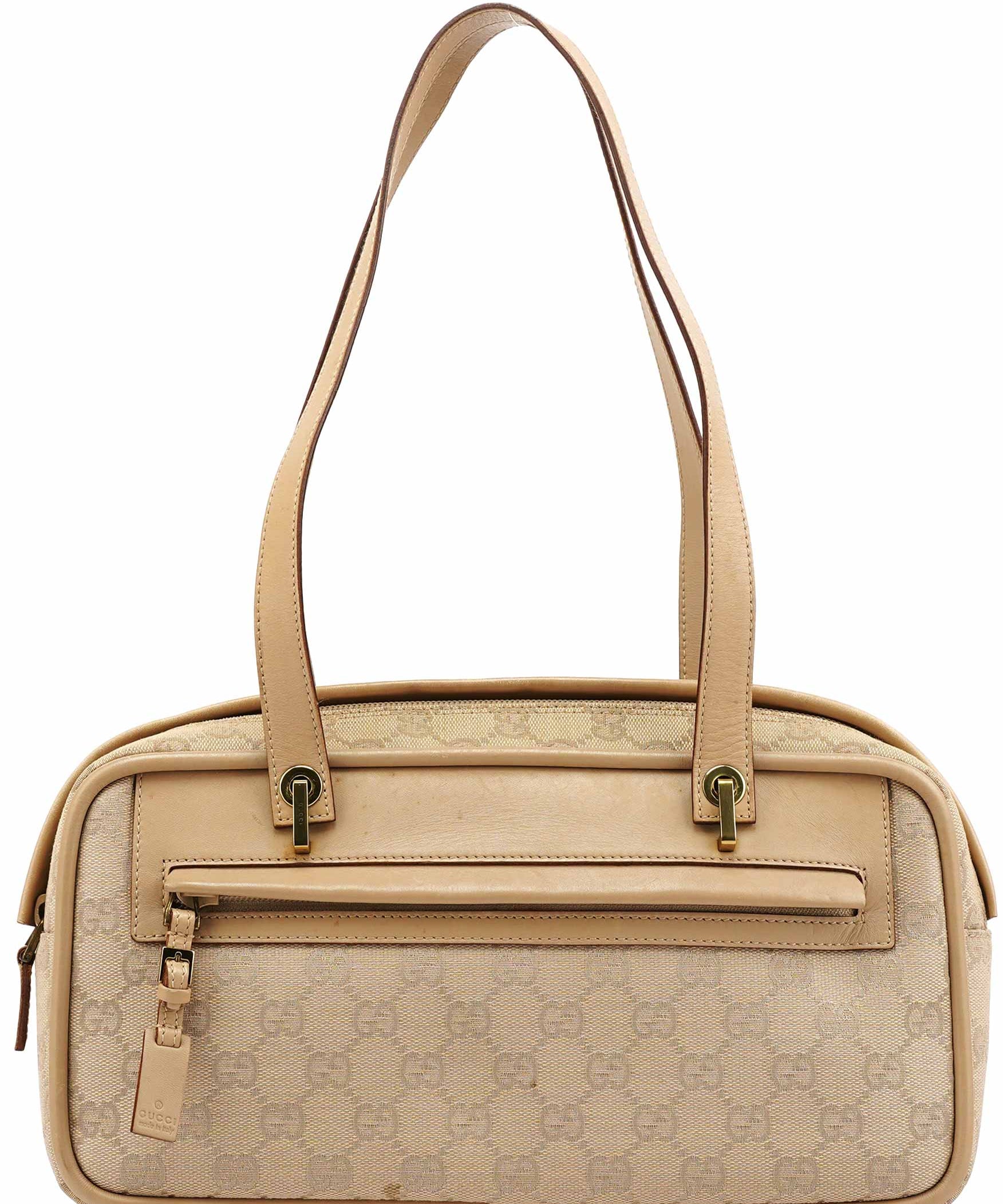 Gucci 92729 Beige GG Leather Tote Bag