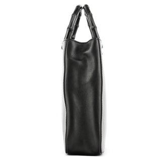 Gucci 93631 Black Calfskin Bamboo Tote Bag
