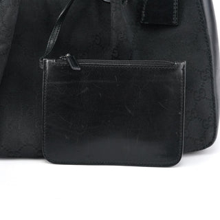 Gucci 94898 Black GG Leather Pouch Tote Bag