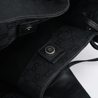 Gucci 94898 Black GG Leather Pouch Tote Bag