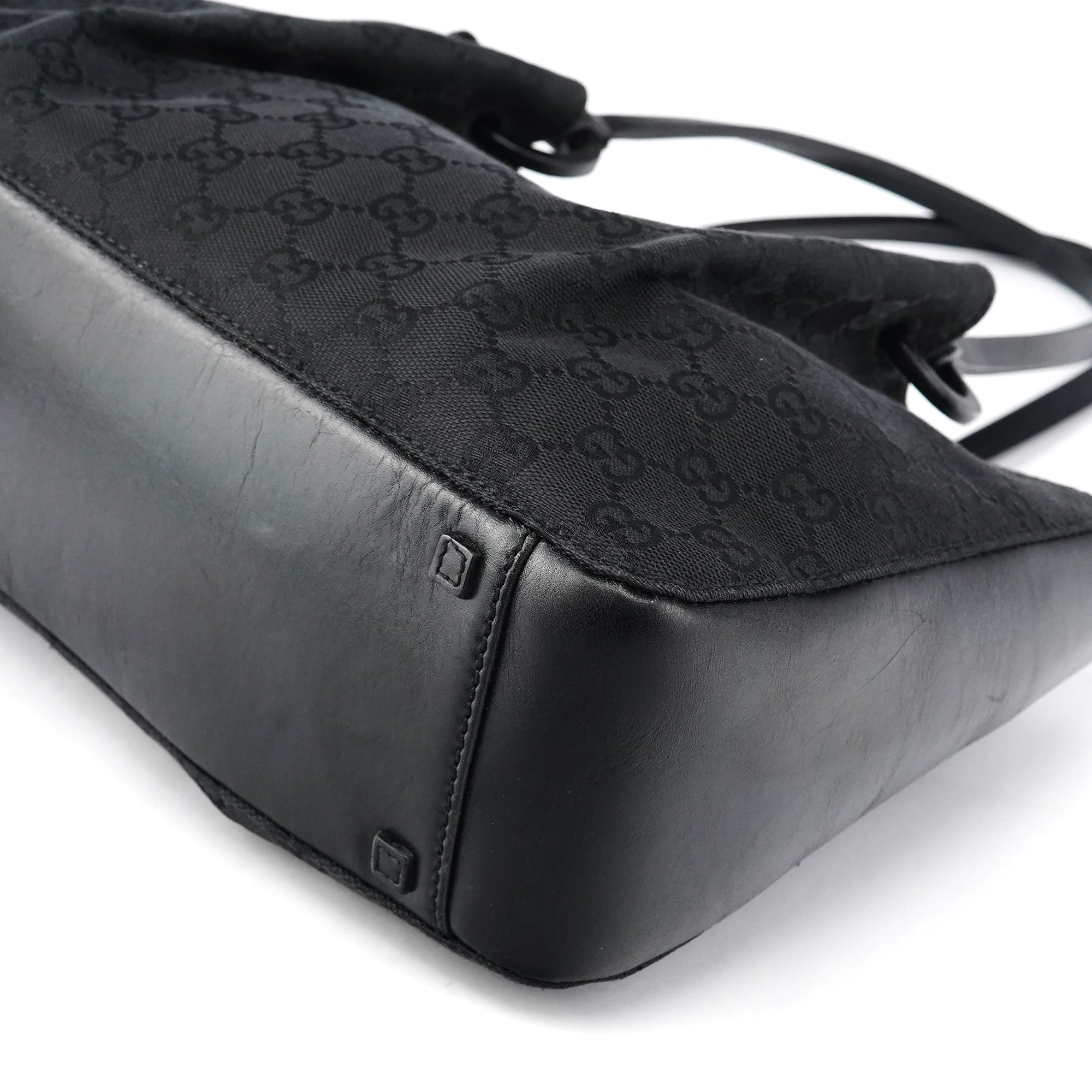 Gucci 94898 Sac cabas à pochette en toile GG et cuir noirs
