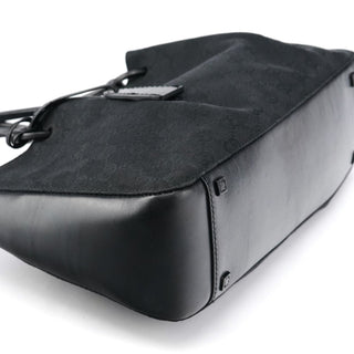 Gucci 94898 Black GG Leather Pouch Tote Bag