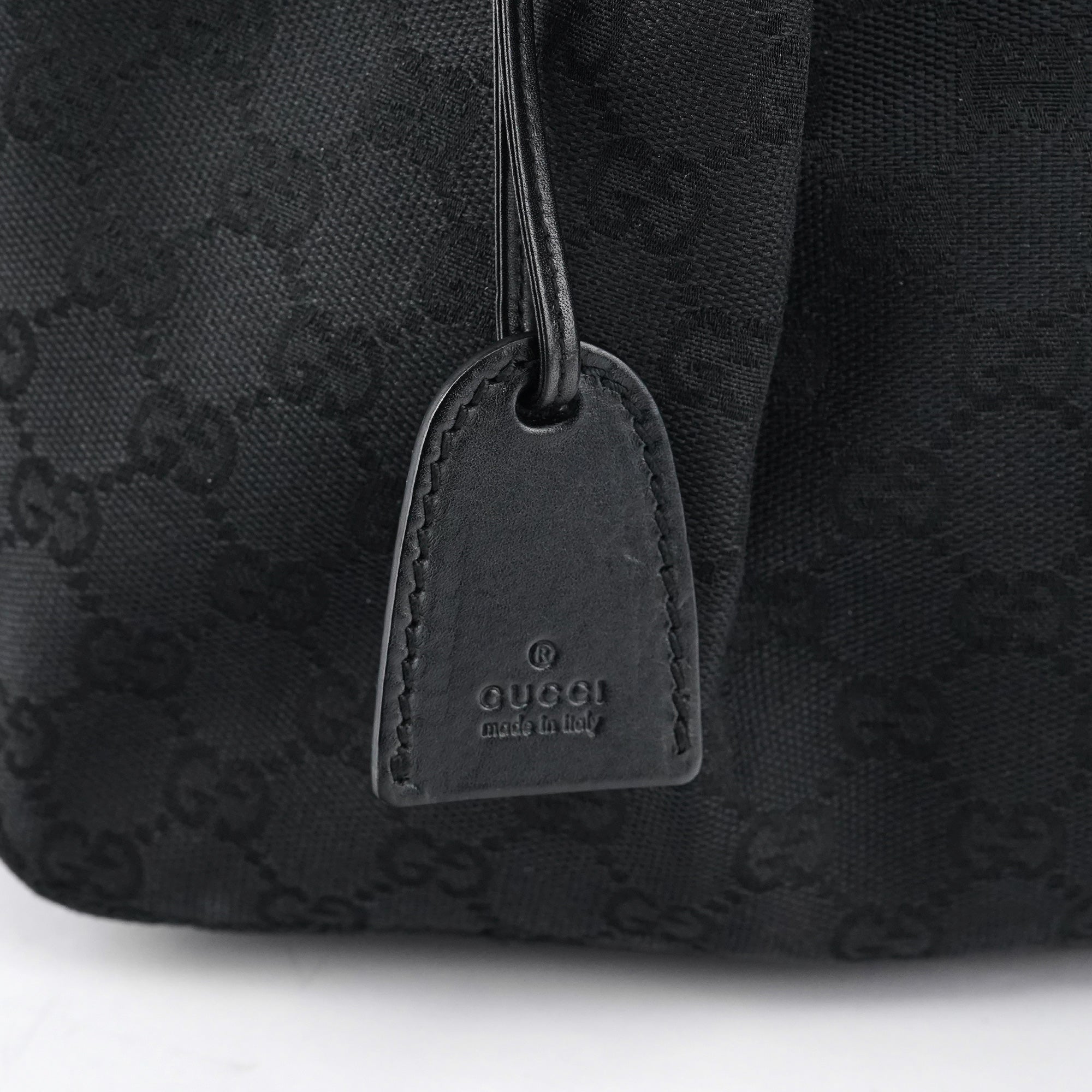 Gucci 94898 Sac cabas à pochette en toile GG et cuir noirs