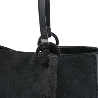 Gucci 94898 Black GG Leather Pouch Tote Bag