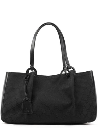 Gucci 94898 Black GG Leather Pouch Tote Bag