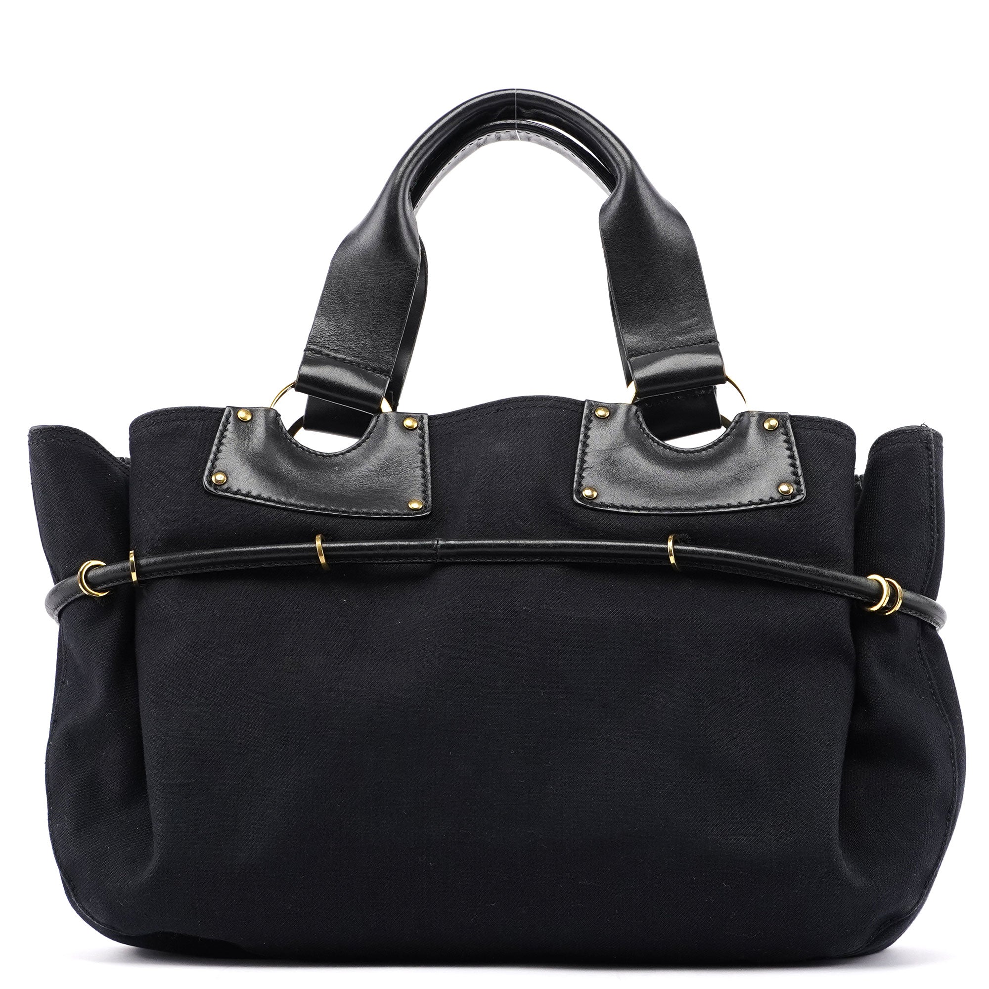 Gucci 95168 Black Canvas Leather Tote