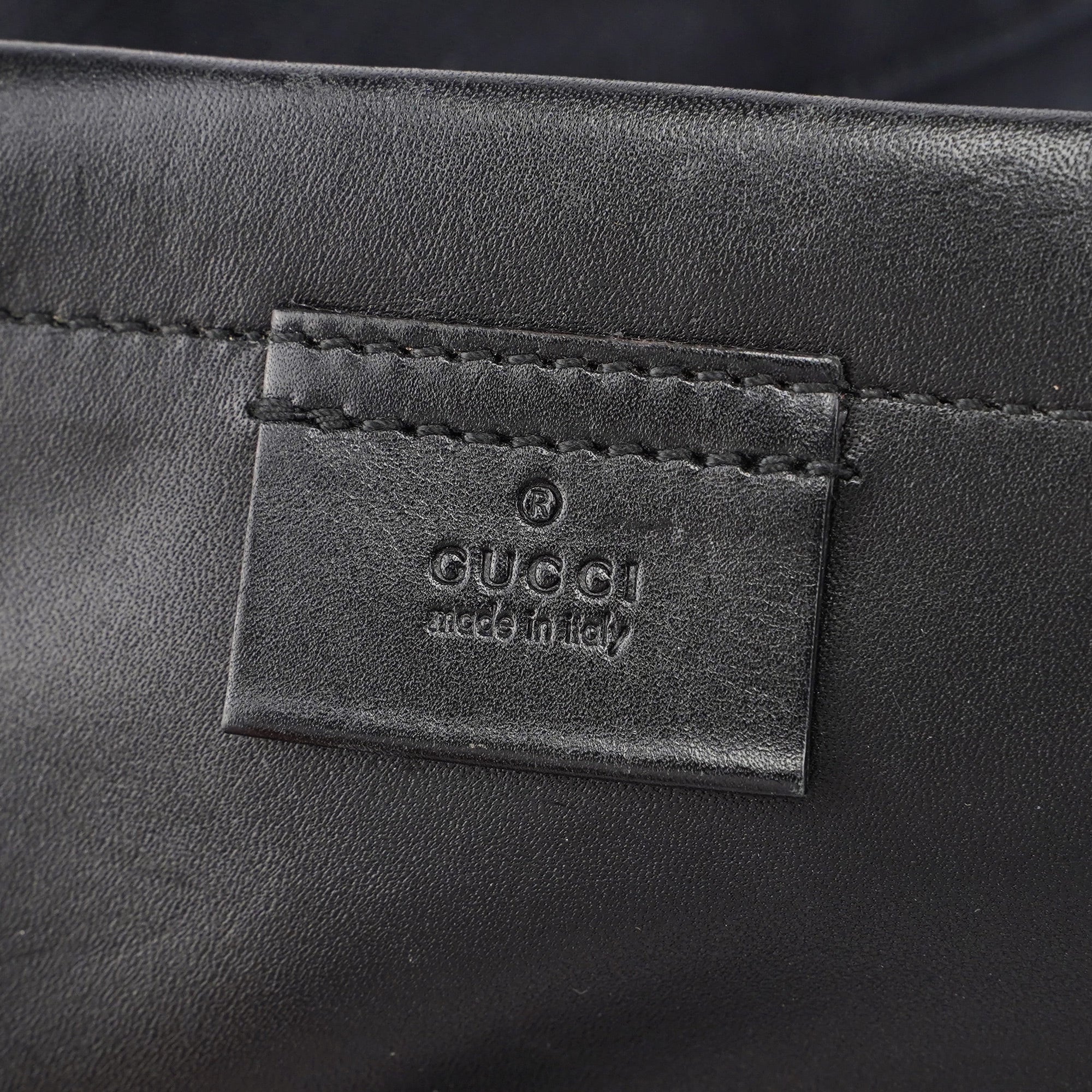 Gucci 95168 Black Canvas Leather Tote