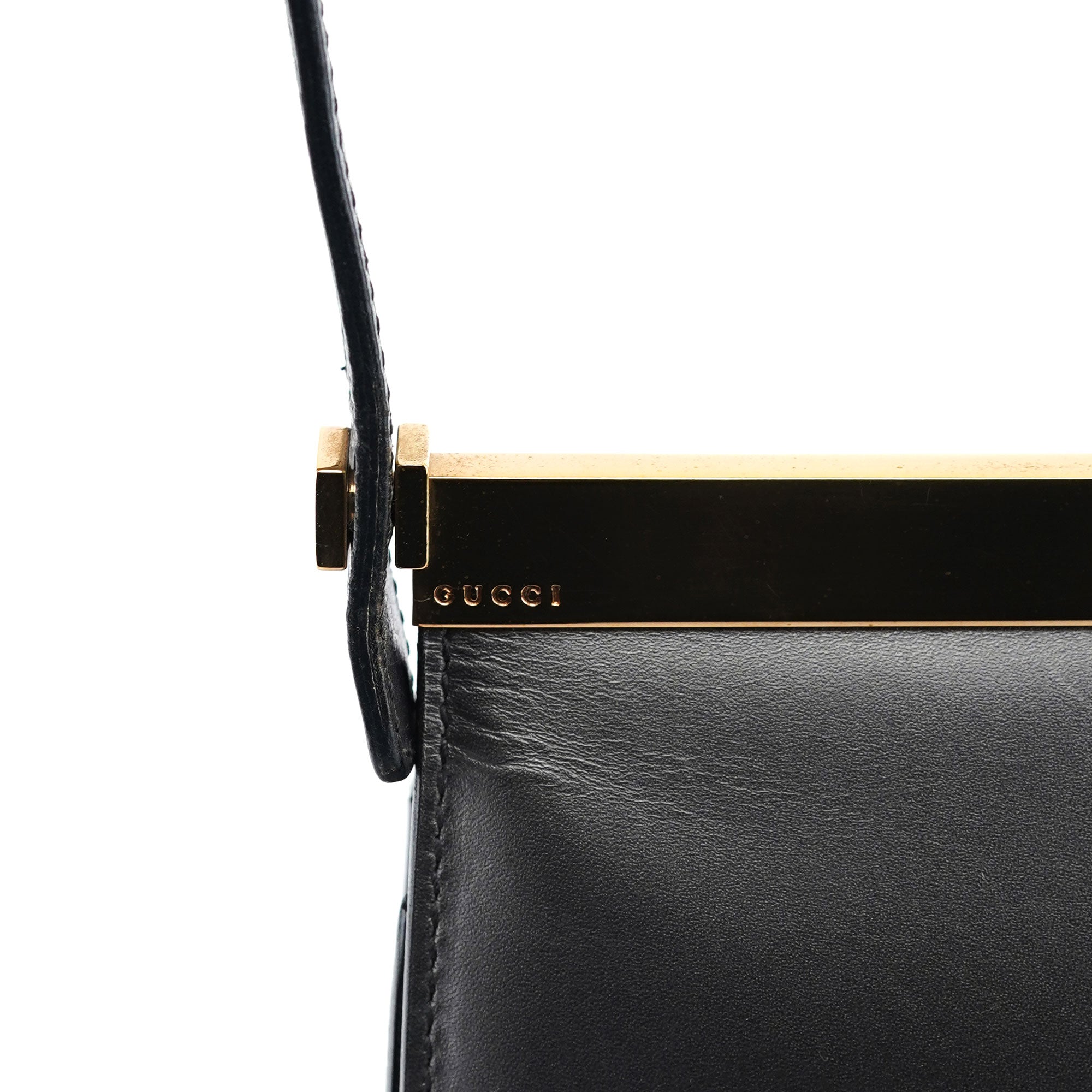 Gucci Sac porté épaule à rabat en cuir de veau anthracite
