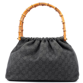 Gucci Anthracite Denim GG Bamboo Bag