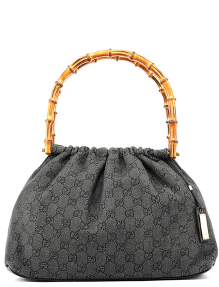 Gucci Anthracite Denim GG Bamboo Bag