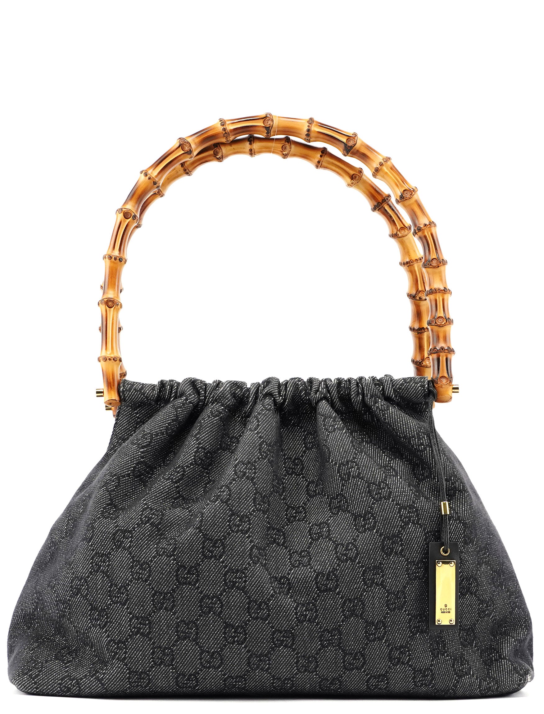 Gucci Anthracite Denim GG Bamboo Bag