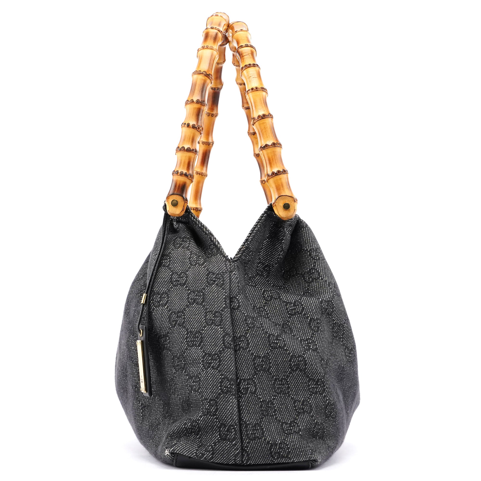 Gucci Anthracite Denim GG Bamboo Bag