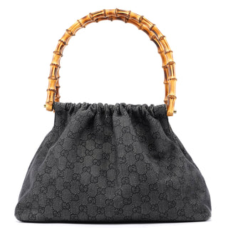 Gucci Anthracite Denim GG Bamboo Bag