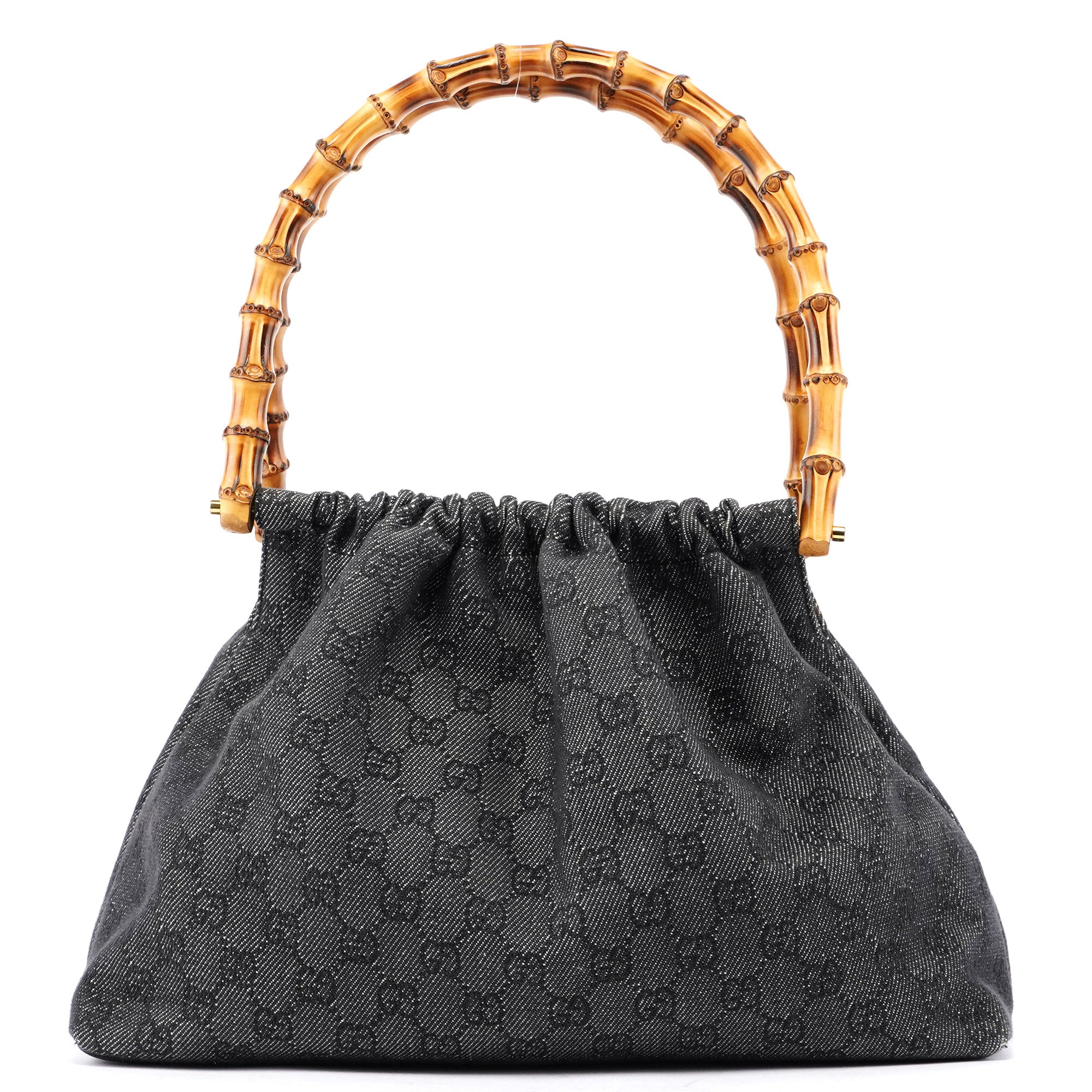 Gucci Anthracite Denim GG Bamboo Bag