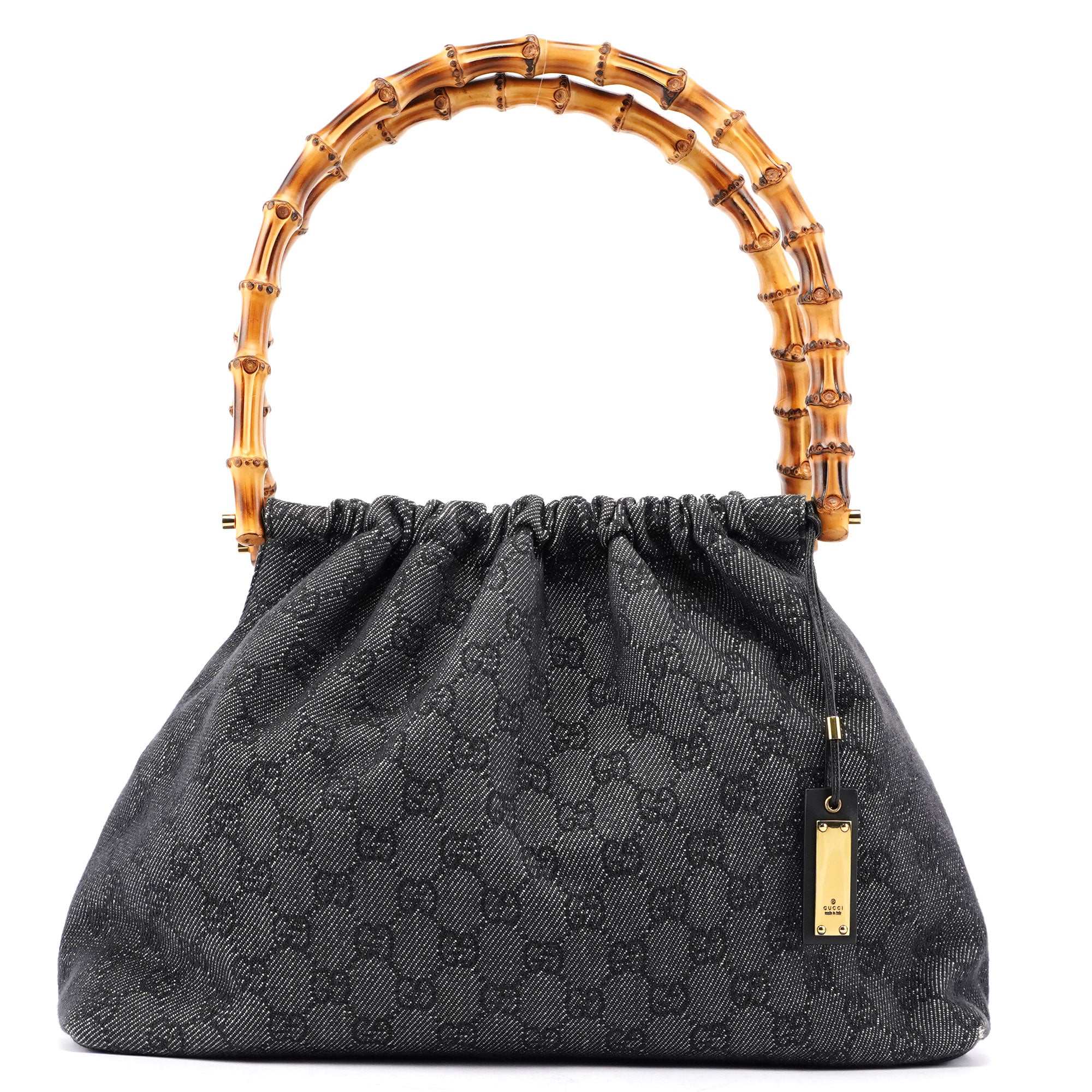 Gucci Anthracite Denim GG Bamboo Bag