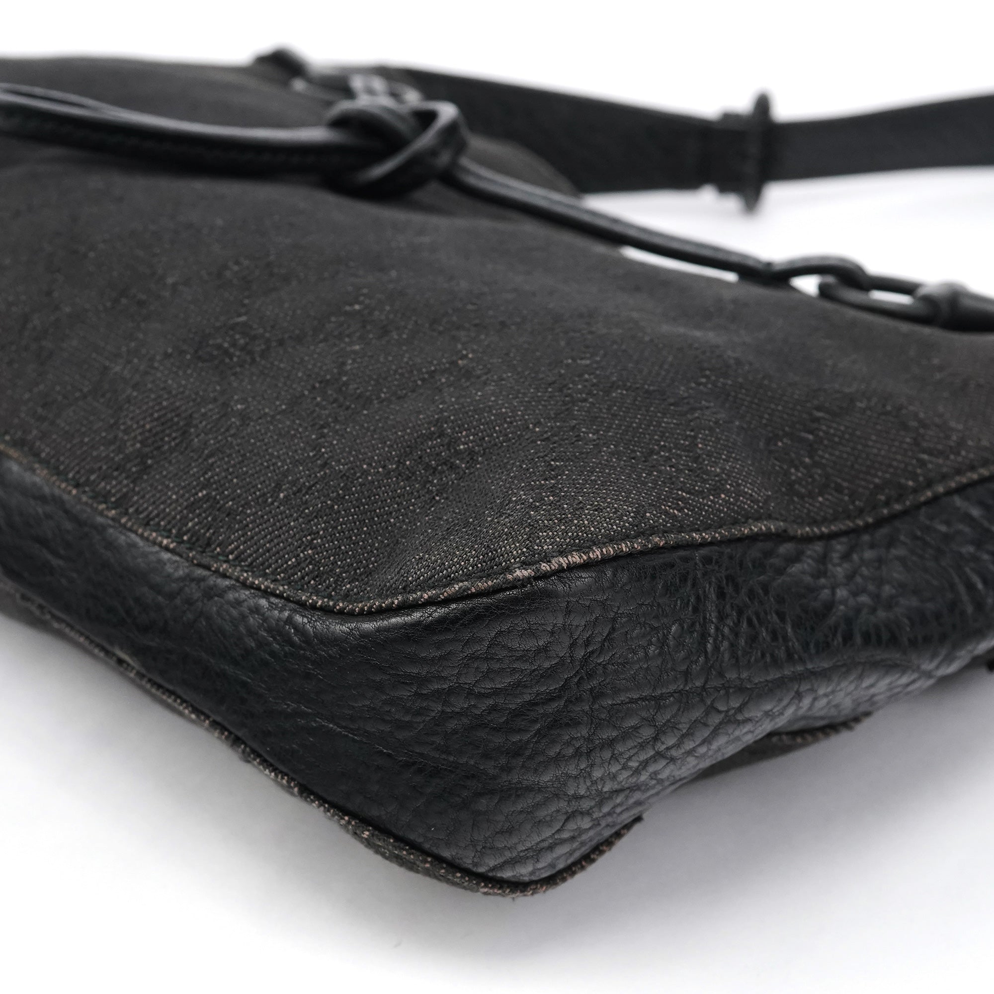 Gucci Anthracite Denim GG Horsebit Shoulder Bag
