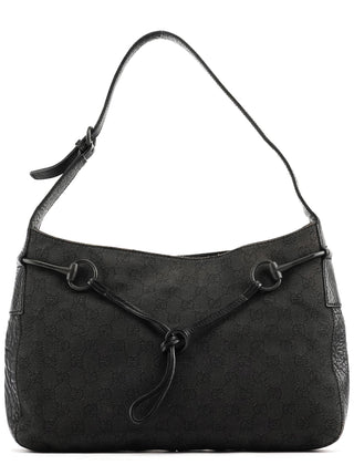 Gucci Anthracite Denim GG Horsebit Shoulder Bag